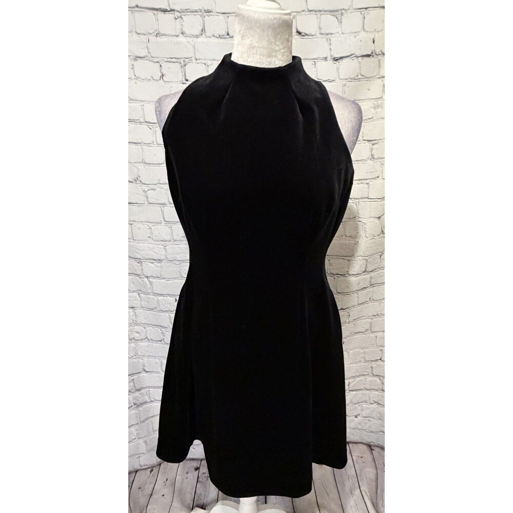 Eva Mendes NYC Black velvet dress Sheath midi Cocktail holiday party Lined Small